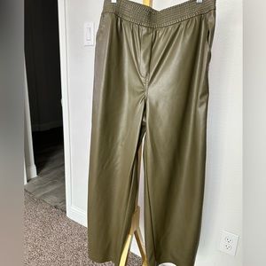 Dark Olive Green Vegan Leather Pants.